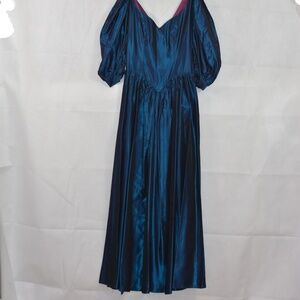 Vintage Blue Taffeta-Like Dress SZ S Pat McDonagh